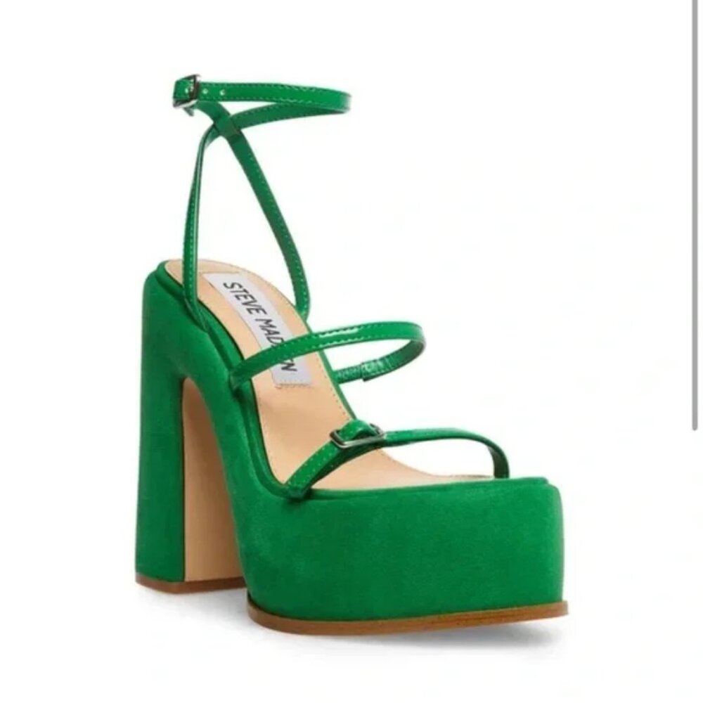 Steve Madden Green Platform Ankle-Strap Heels